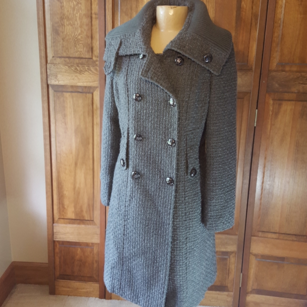 Calvin Klein Wool Blend Gray Wool Blend Coat Sz 8